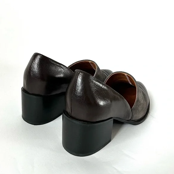 Jeffrey Campbell Chic Brown Loafers Chunky Block Heel ‘Shriver’ D’Orsay Style-8 - Picture 9 of 13